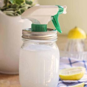 Natural homemade kitchen cleaner cuts grease and grime like a champ and is safe to use. You can even make it antibacterial!