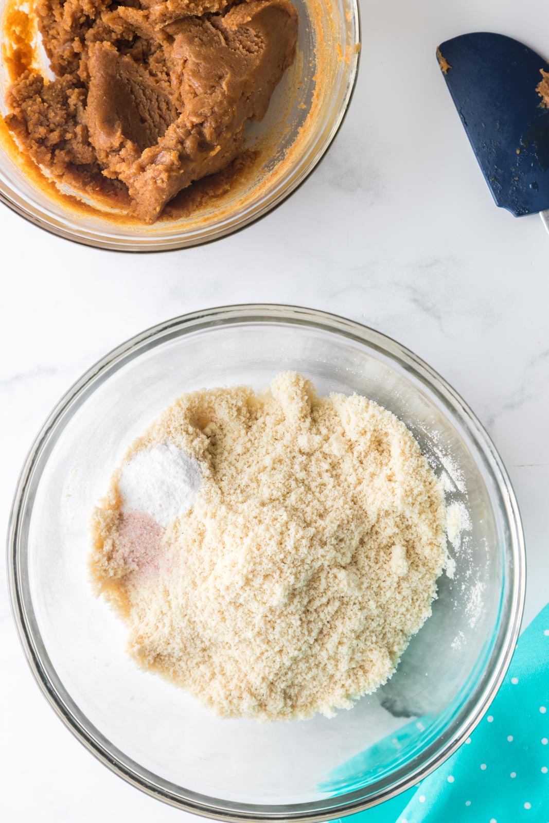 a bowl of almond flour, salt and baking powder 