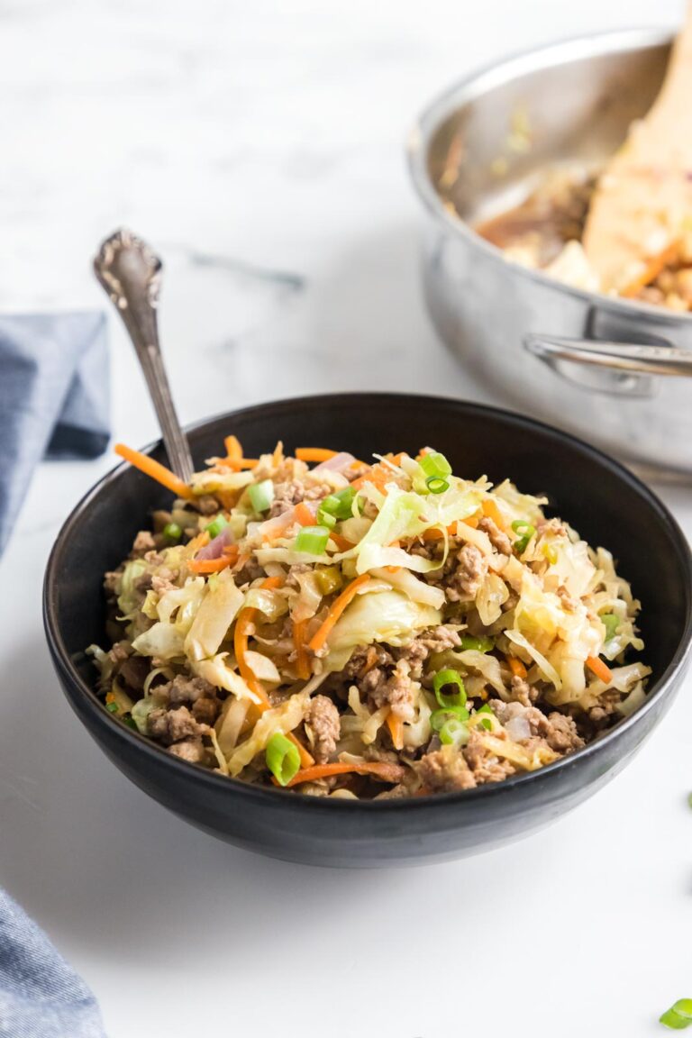 a bowl of egg roll in a bowl on a table