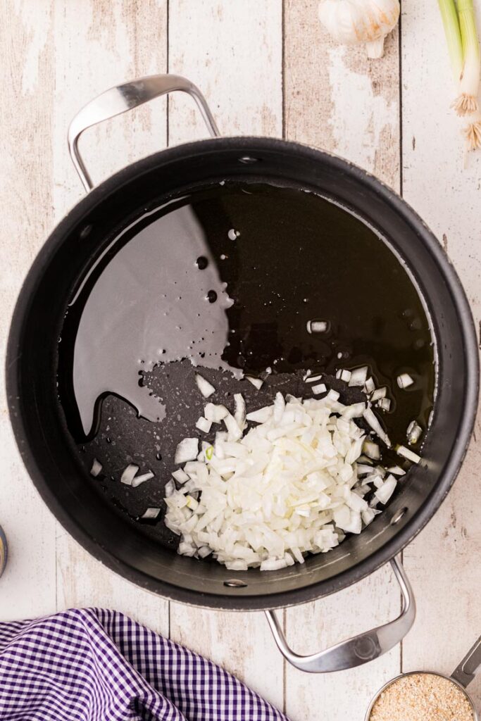 onions in a pot with butter to sautee