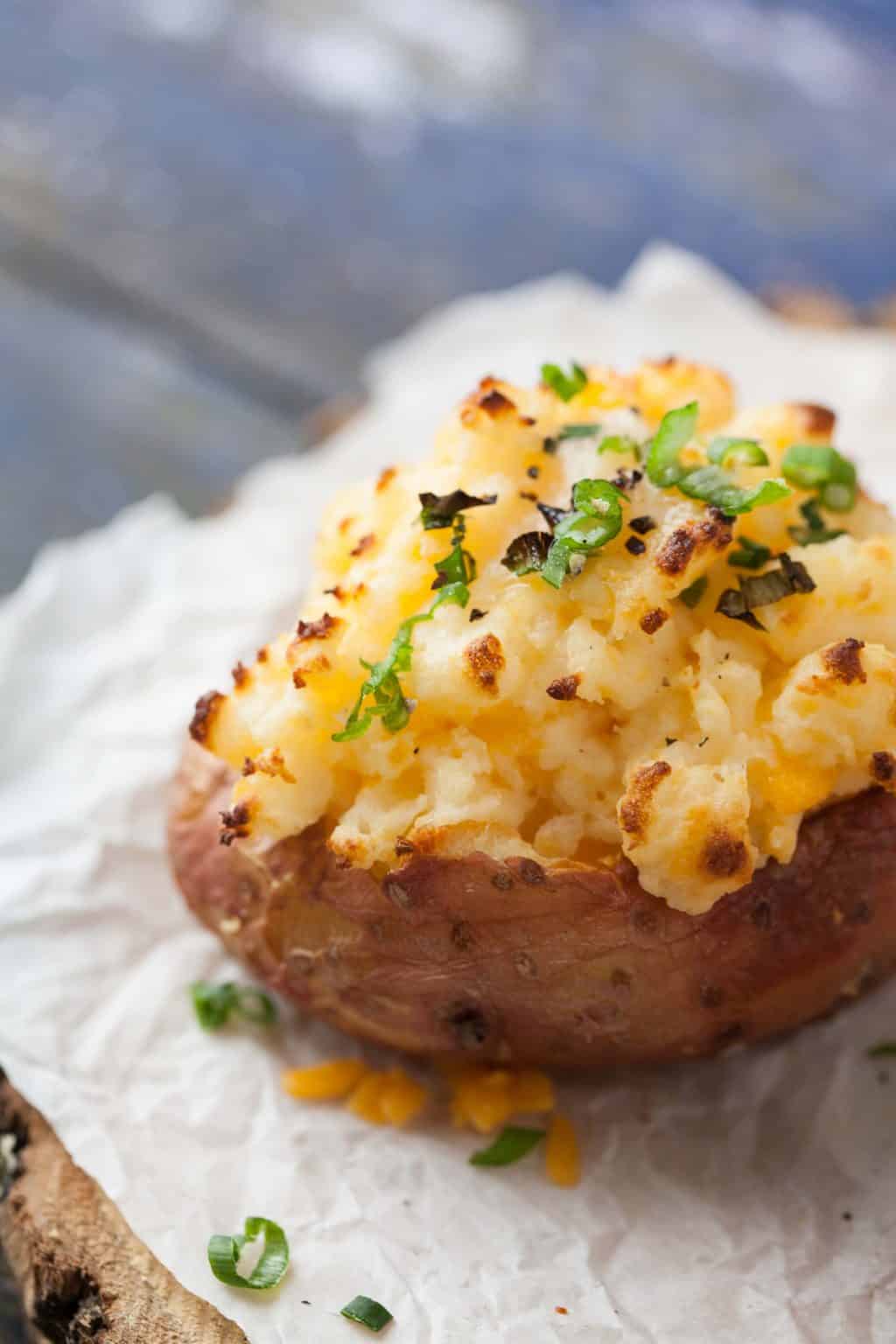 Piled high with cheesy filling, overstuffed loaded potatoes take a microwave shortcut and are ready in just 30 minutes.