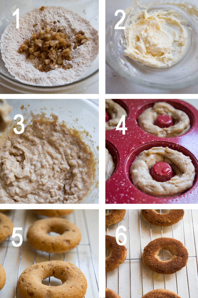 Six steps to make apple cider donuts 