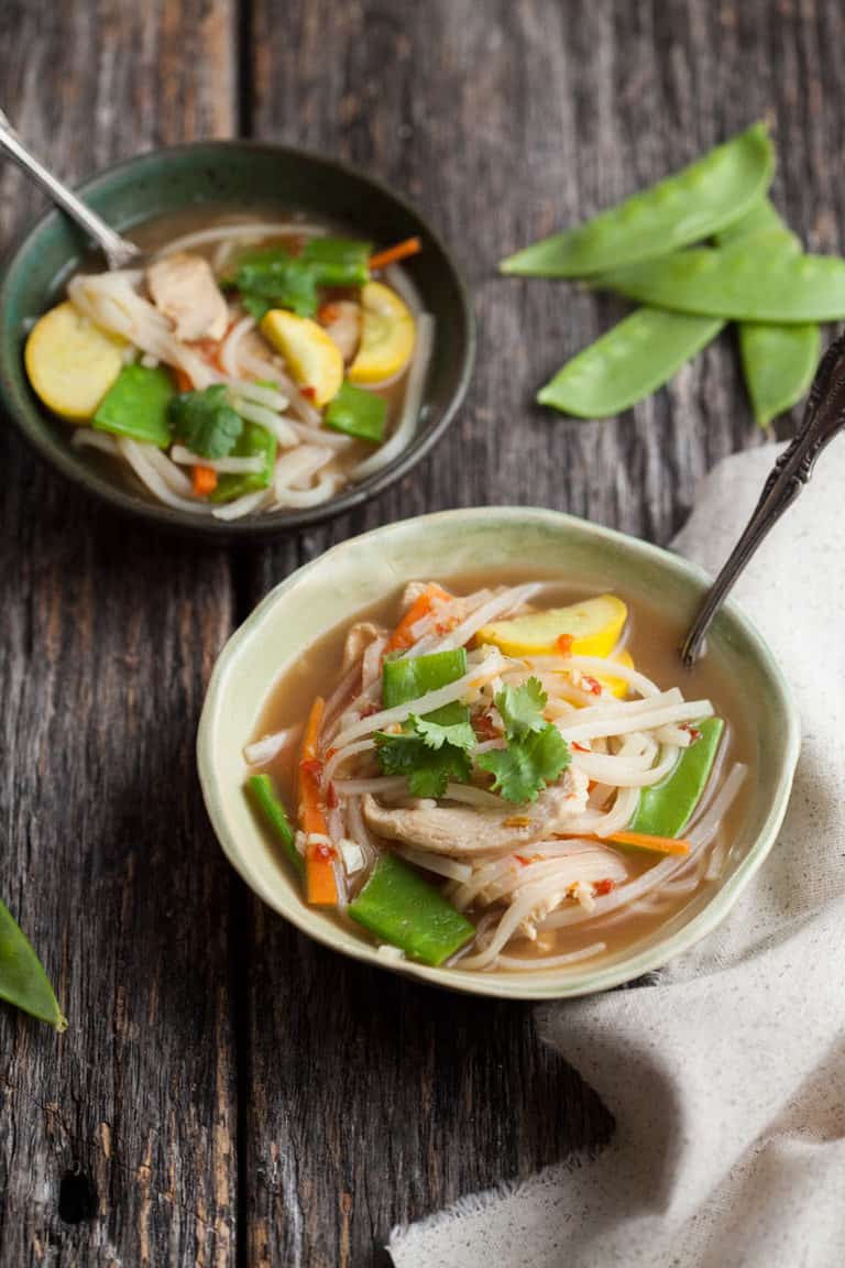 Change your routine with this asian chicken noodle soup's bright flavors.