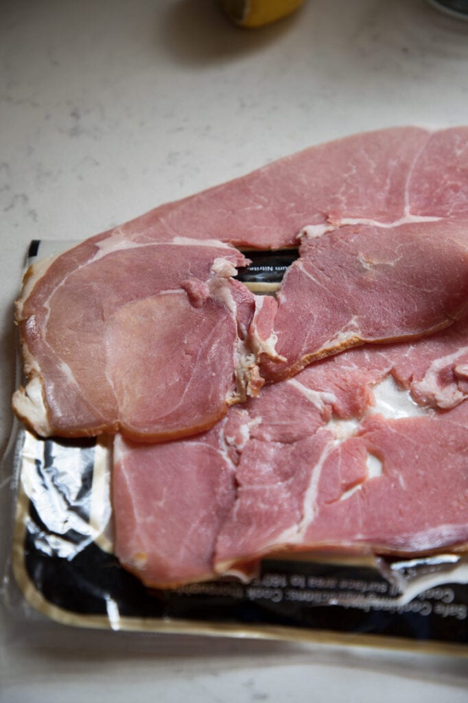 country ham slices out of the package