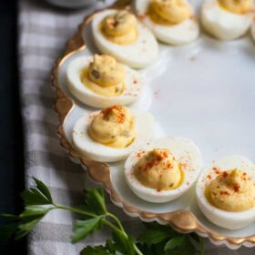 These classic deviled eggs are the perfect pot luck side dish.