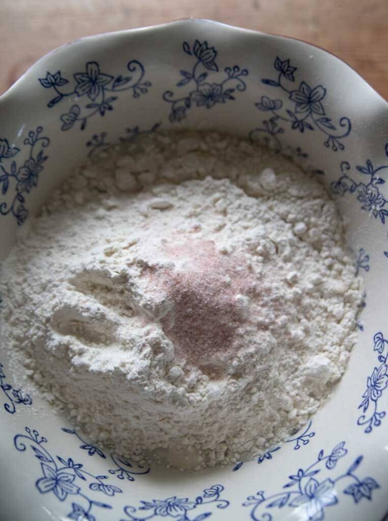 a bowl of flour and salt 