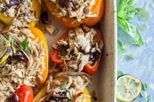 Greek Stuffed Peppers with Chicken and Orzo