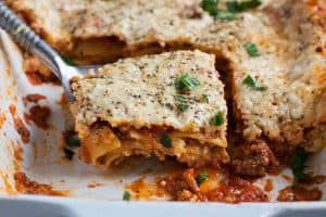 No-boil lasagna with meat sauce