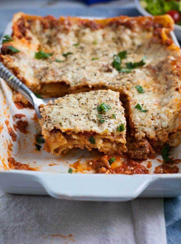 Every cook needs a basic lasagna with meat sauce recipe under their belt. This one's not too fancy and never fussy.