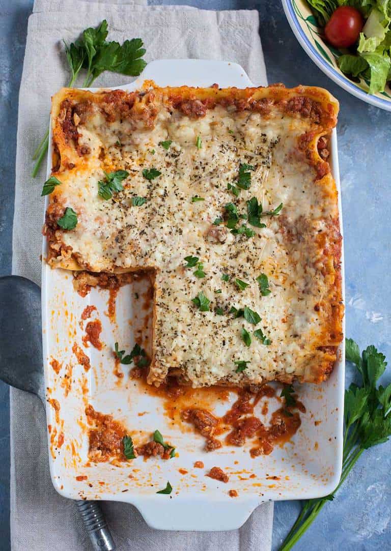 Every cook needs a basic lasagna with meat sauce recipe under their belt. This one's not too fancy and never fussy. 