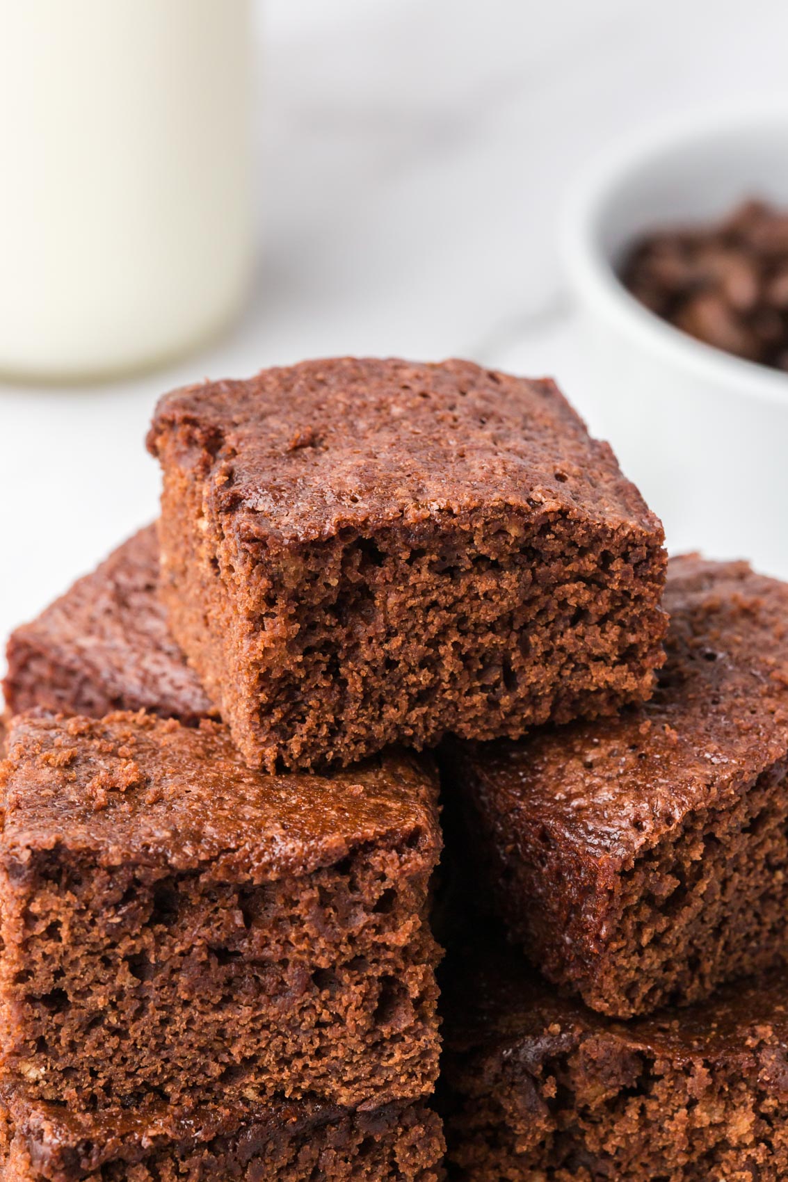 stacked cocoa powder brownies 