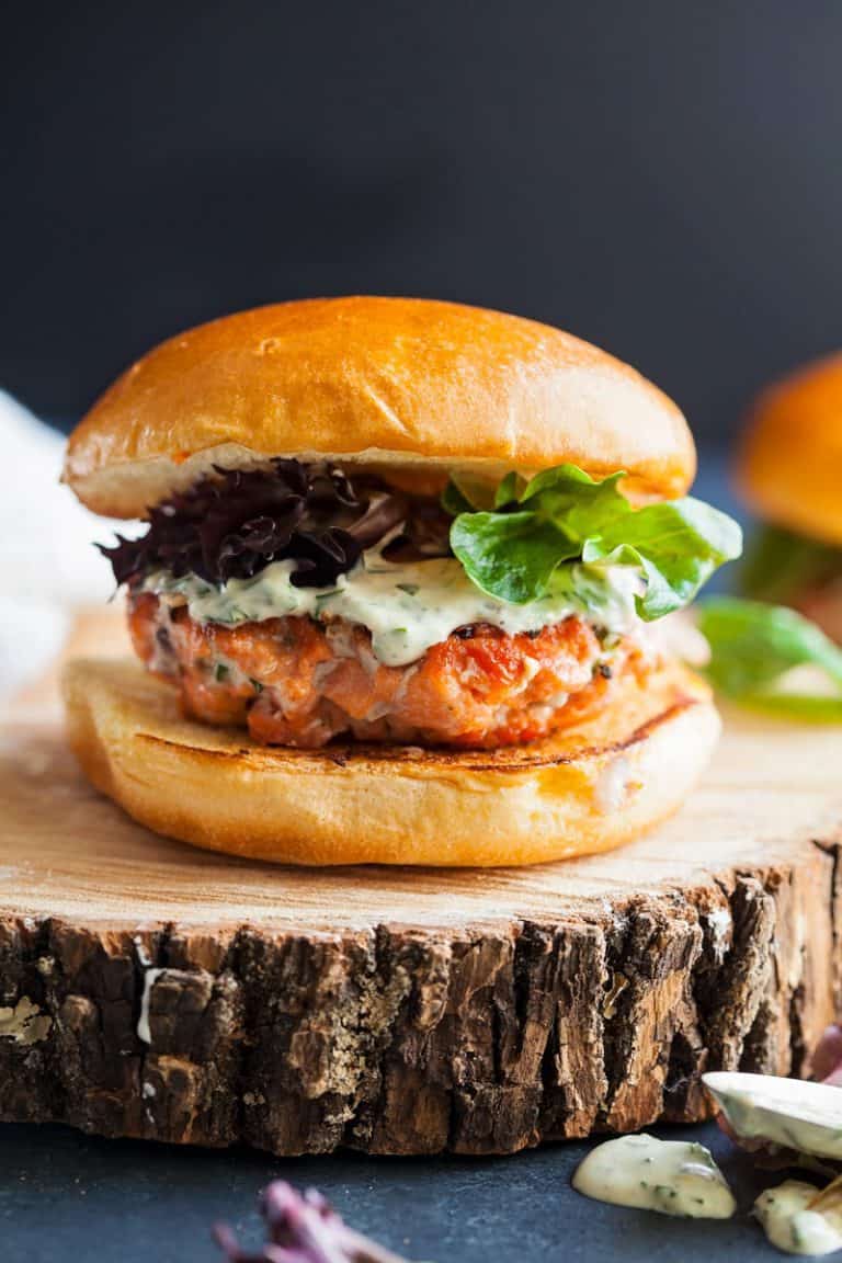 salmon burgers with lemon herb mayonnaise