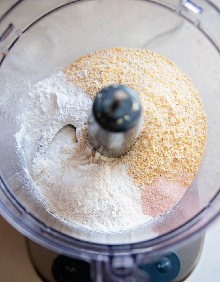 cornmeal salt and flower in a food processor